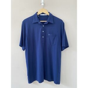 Criquet Polo Shirt Mens L Navy Blue Performance Golf Pocket Pima Stretch Soft
